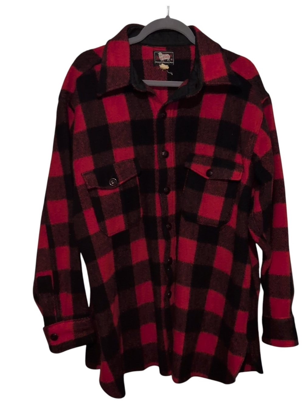 Vintage Woolrich XL Buffalo Plaid 100% Wool Heavy Flannel Shirt Jacket Hunting